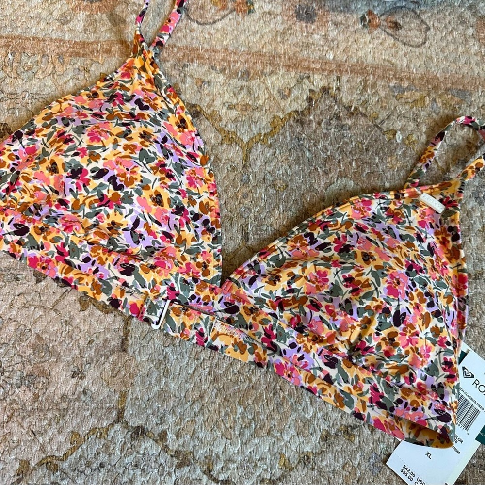 NWT Roxy Floral Bikini Top